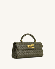 Keyla Weave Texture Top Handle Bag - Olive Green