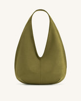 Dara Faux Suede Hobo Bag - Dark Olive