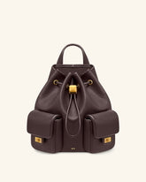 Avery Pebbled Drawstring Utility Backpack – Dark Brown