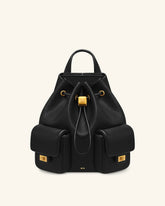 Avery Pebbled Drawstring Utility Backpack – Black