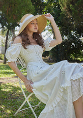 "I Flipped" White Cottagecore Dress