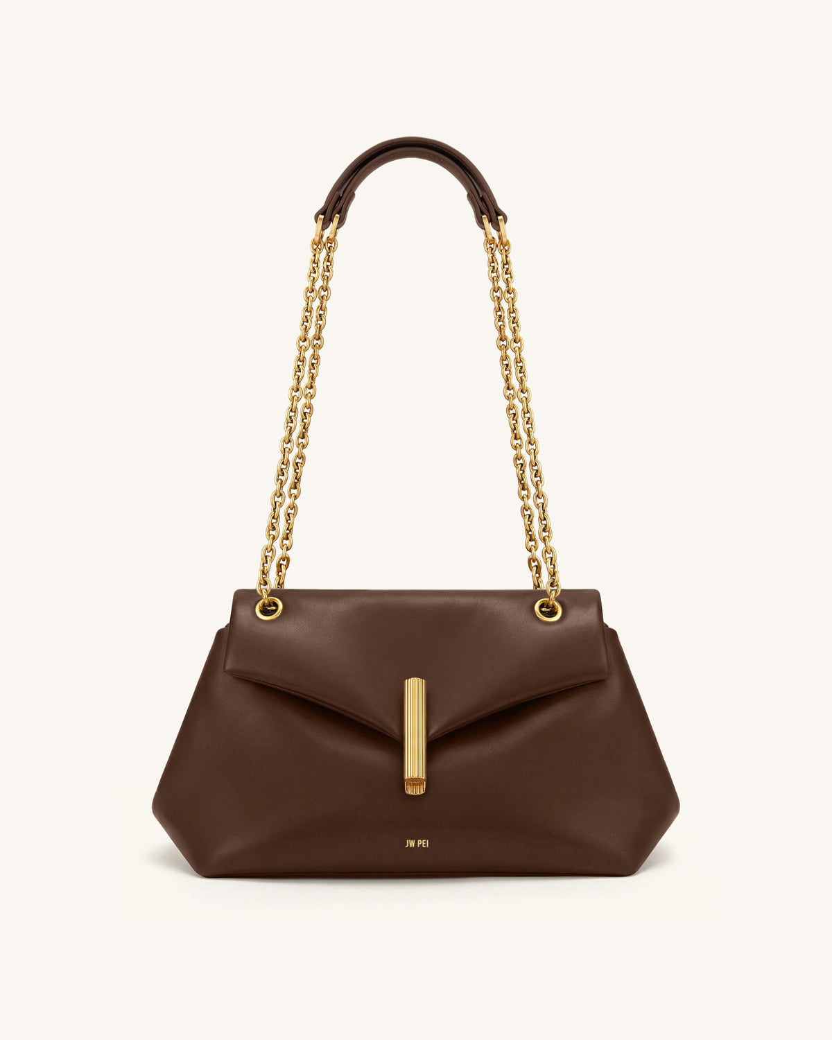 Valerie Chain Flap Shoulder Bag - Dark Brown