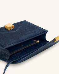 Clio Envelope Crossbody Bag - Navy Croc
