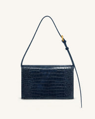 Clio Envelope Crossbody Bag - Navy Croc
