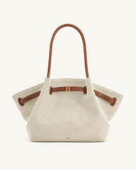 Hana Large Tote Bag - Brown Canvas