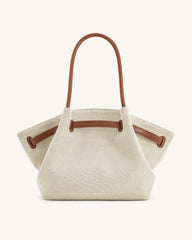 Hana Large Tote Bag - Brown Canvas