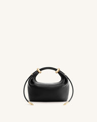 Ellie Metal Ring Embellished Top Handle Bag - Black