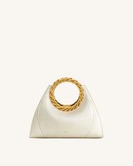 Amiya Leaf Handle Sculpture Bag - White