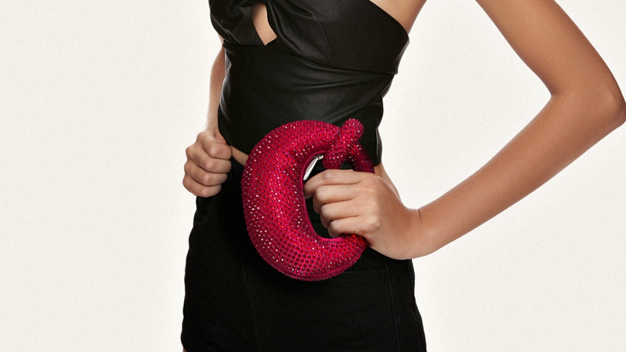 Abacus Artificial Crystal Mini Top Handle Bag - Red