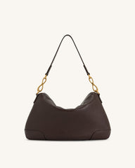 Jayla Metal Pendant Embellished Shoulder Bag - Dark Brown