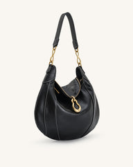 Daria Metal Pendant Embellished Shoulder Bag - Black